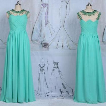 A-Line/Elegant Sleeveless Halter Chiffon Beading Prom Dresses main image 1