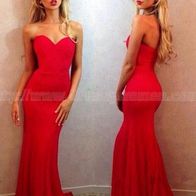 Sexy Sweetheart Mermaid Sleeveless Long Prom Dresses / Long Evening Gown