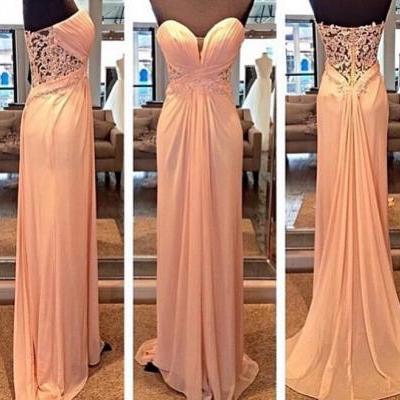 Sweetheart Long Chiffon Prom Dress Lace Evening Dress Party Dress