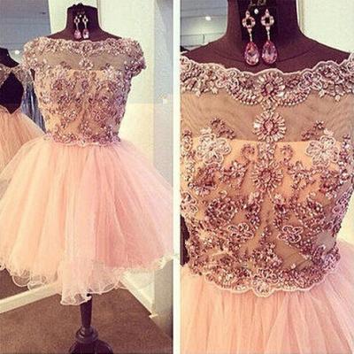 Pink Beading Backless Party Dress Homecoming Dresses For Women Cute Dress