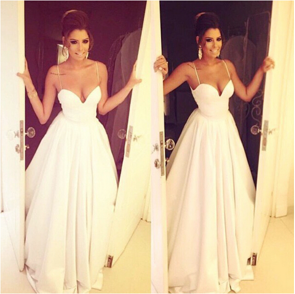 spaghetti strap white gown