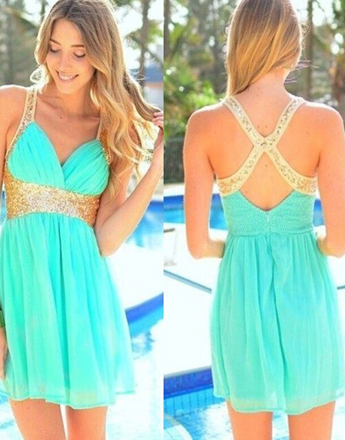 Custom Made A-line Backless Short Green Prom Dresses,homecoming Dresses ...