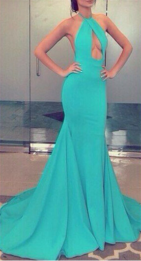 halter keyhole prom dress